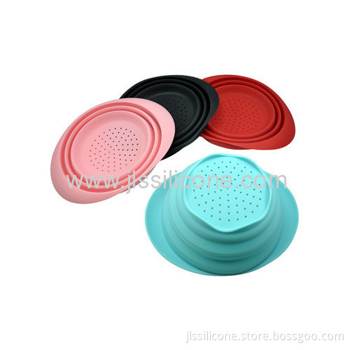 Kitchen Tools Silicone Folded Bowl With Holes On Bottom For Wash 